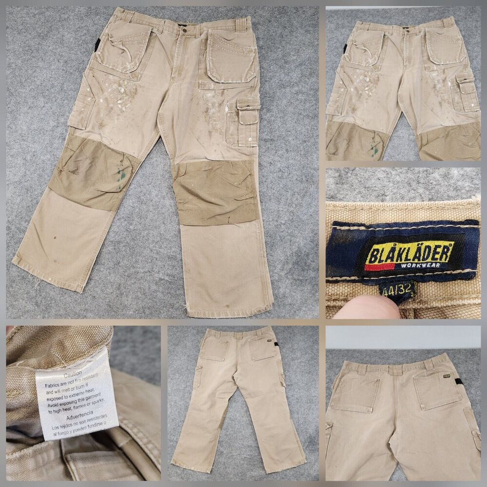 Blaklader Mens 44x32 Canvas WorkWear Double Knee Utility Tools Carpenter‎ Pants